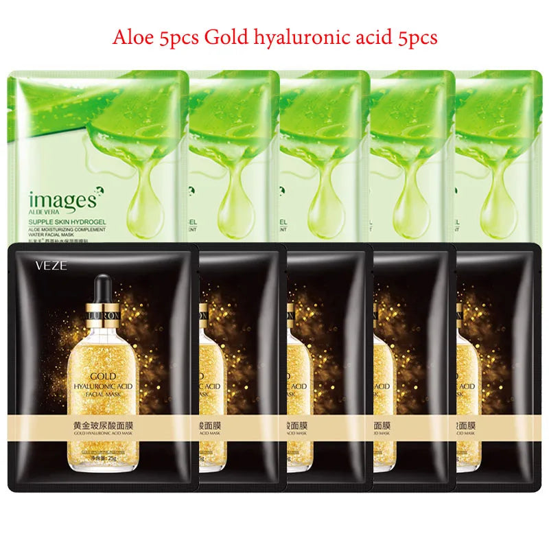 10pcs BIOAQUA Snail Hyaluronic Acid Face Mask Moisturizing Soothing Anti-aging skincare Facial Mask Sheet Masks Korean Skin Care-Health Wisdom™