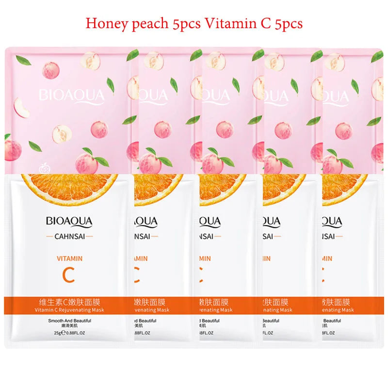 10pcs BIOAQUA Snail Hyaluronic Acid Face Mask Moisturizing Soothing Anti-aging skincare Facial Mask Sheet Masks Korean Skin Care-Health Wisdom™
