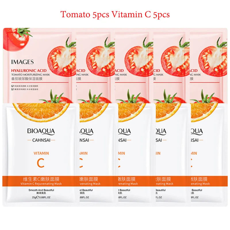 10pcs BIOAQUA Snail Hyaluronic Acid Face Mask Moisturizing Soothing Anti-aging skincare Facial Mask Sheet Masks Korean Skin Care-Health Wisdom™