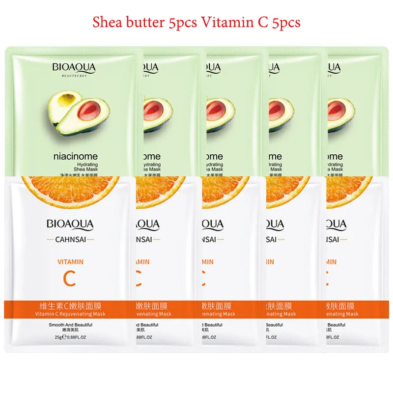 10pcs BIOAQUA Snail Hyaluronic Acid Face Mask Moisturizing Soothing Anti-aging skincare Facial Mask Sheet Masks Korean Skin Care-Health Wisdom™