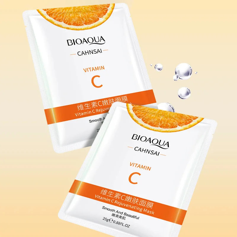 10pcs BIOAQUA Vitamin C Facial Mask Skincare Moisturizing Anti Acne Marks Brightening Repairing Face Masks for Face Skin Care-Health Wisdom™