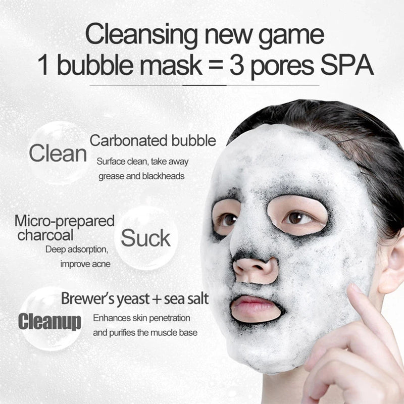 10pcs Black Sea Salt Moisturizing Bubble Facial Mask Deep Cleansing Oil Control Shrink Pore Skin Care Face Mask Black Masks-Health Wisdom™