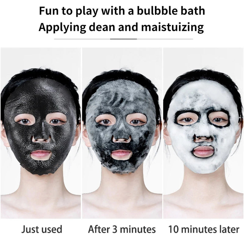 10pcs Black Sea Salt Moisturizing Bubble Facial Mask Deep Cleansing Oil Control Shrink Pore Skin Care Face Mask Black Masks-Health Wisdom™