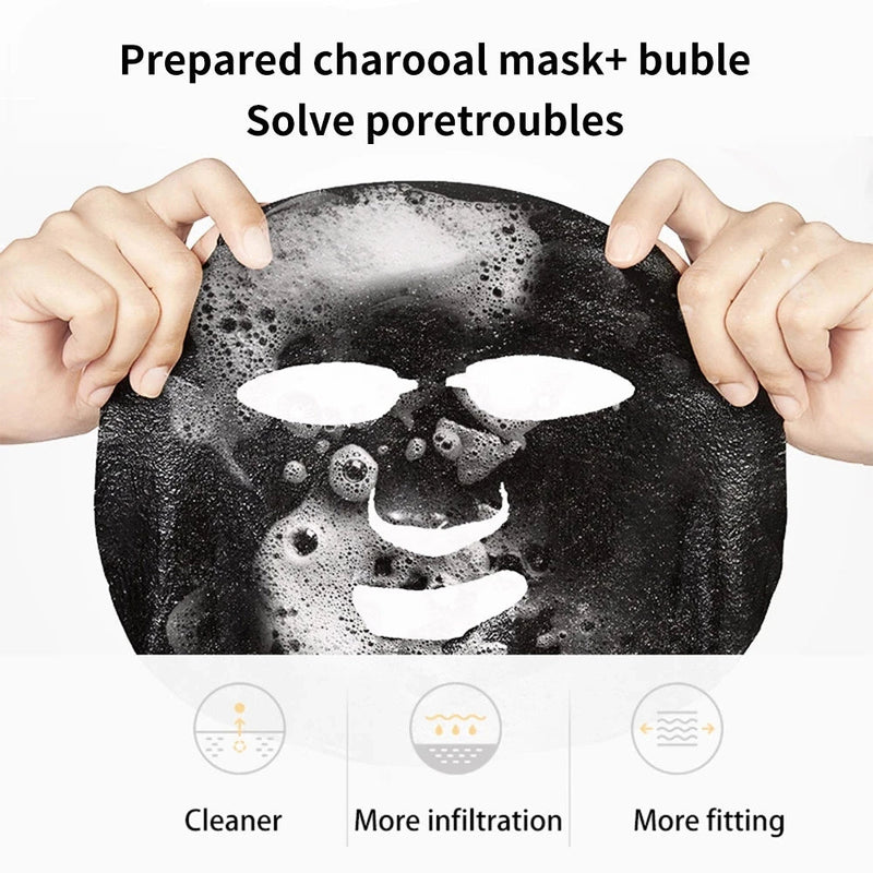 10pcs Black Sea Salt Moisturizing Bubble Facial Mask Deep Cleansing Oil Control Shrink Pore Skin Care Face Mask Black Masks-Health Wisdom™