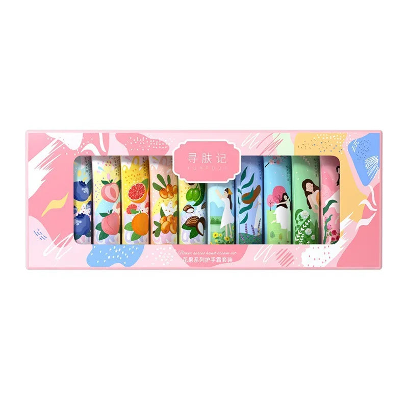 10pcs Boxed Hand Cream Sets Floral Fragrance Fruits Series Hands Skin Moisturizing Anti Crack Hand Lotion For Men And Women-Health Wisdom™