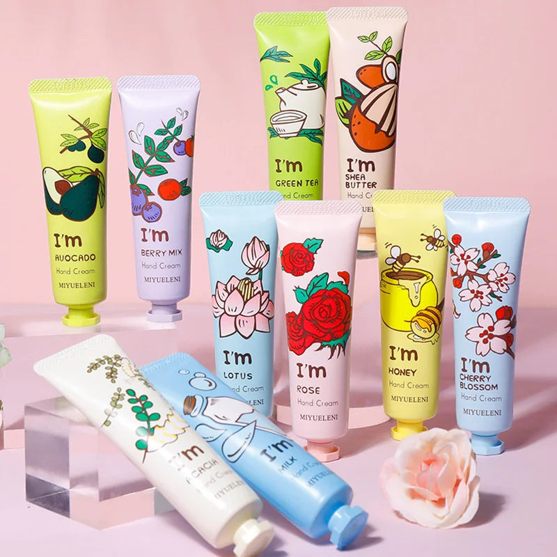 10pcs Fruit Flower Fragrance Hand Cream Moisturizing Refreshing Anti Wrinkle Nourishing Hand Creams Hands Skin Care Products-Health Wisdom™