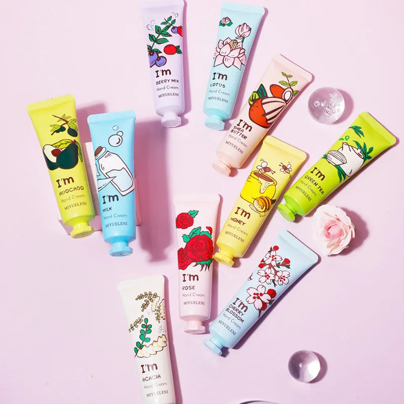10pcs Fruit Flower Fragrance Hand Cream Moisturizing Refreshing Anti Wrinkle Nourishing Hand Creams Hands Skin Care Products-Health Wisdom™