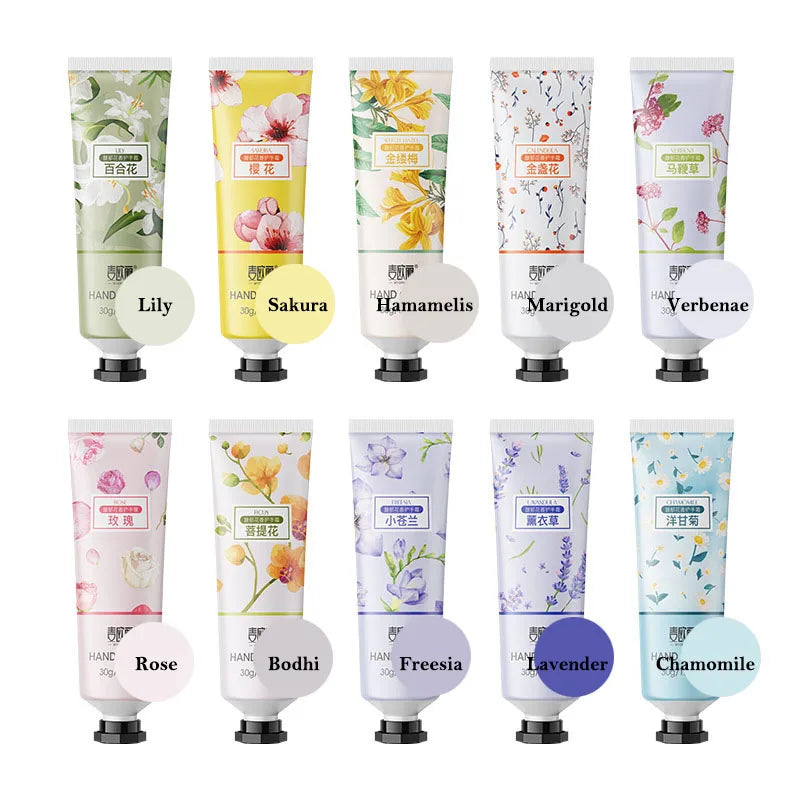 10pcs Fruity Flowery Hand Cream Moisturizing Anti-wrinkle Anti Chap Repairing Hands Care Beauty Skincare Hand Creams Sets-Health Wisdom™