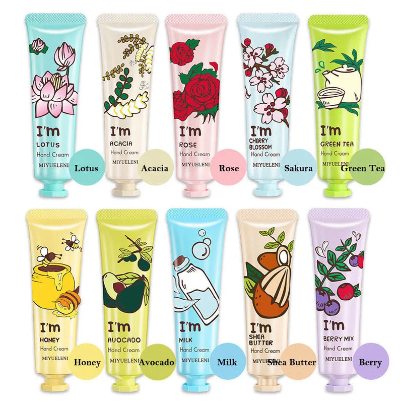 10pcs Fruity Flowery Hand Cream Moisturizing Anti-wrinkle Anti Chap Repairing Hands Care Beauty Skincare Hand Creams Sets-Health Wisdom™