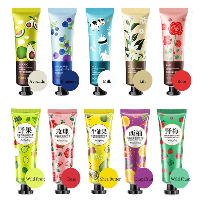 10pcs Fruity Flowery Hand Cream Moisturizing Anti-wrinkle Anti Chap Repairing Hands Care Beauty Skincare Hand Creams Sets-Health Wisdom™