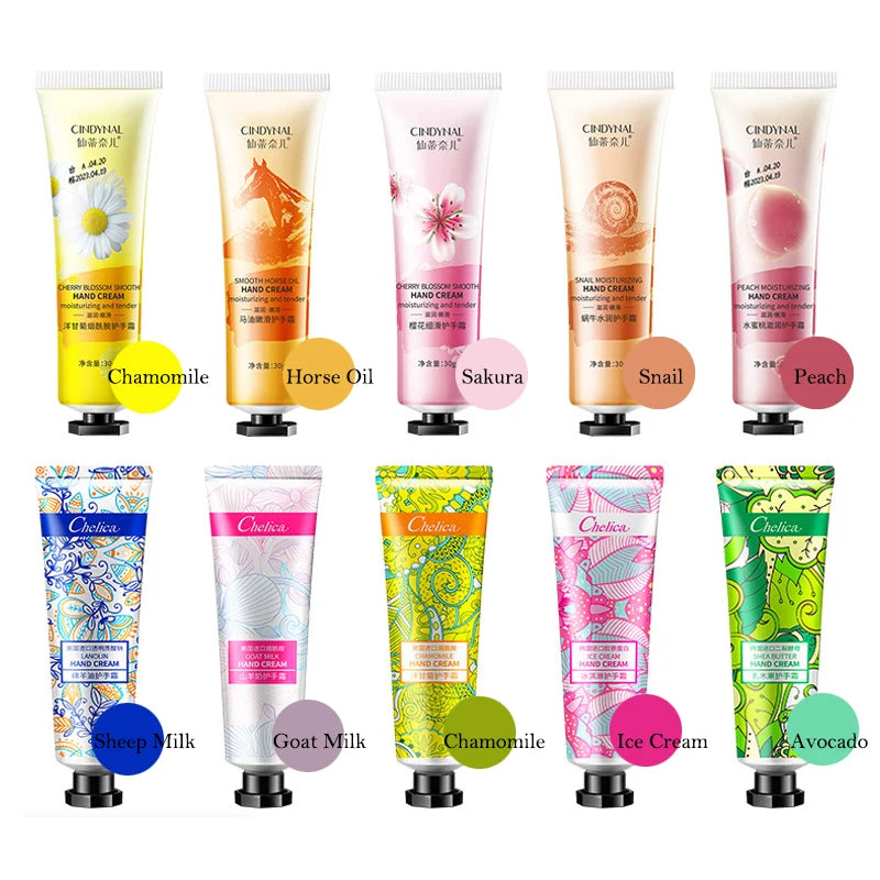 10pcs Fruity Flowery Hand Cream Moisturizing Anti-wrinkle Anti Chap Repairing Hands Care Beauty Skincare Hand Creams Sets-Health Wisdom™