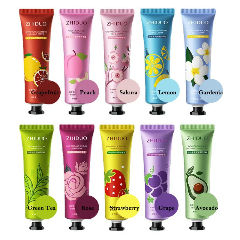 10pcs Fruity Flowery Hand Cream Moisturizing Anti-wrinkle Anti Chap Repairing Hands Care Beauty Skincare Hand Creams Sets-Health Wisdom™