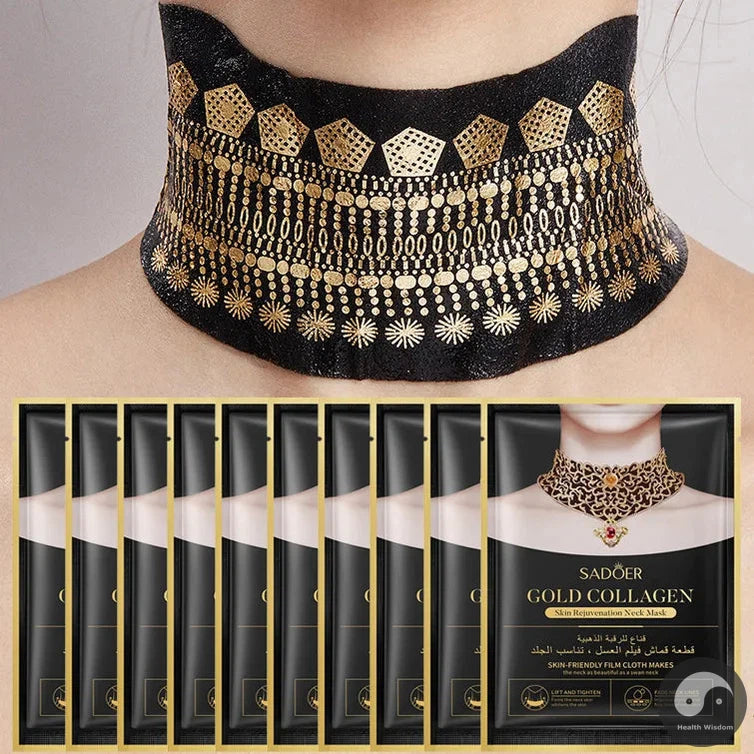 10pcs Gold Collagen Neck Mask Necks Firming Masks Anti Wrinkle Anti-aging Moisturizing skincare Beauty Necks Skin Care Products-Health Wisdom™