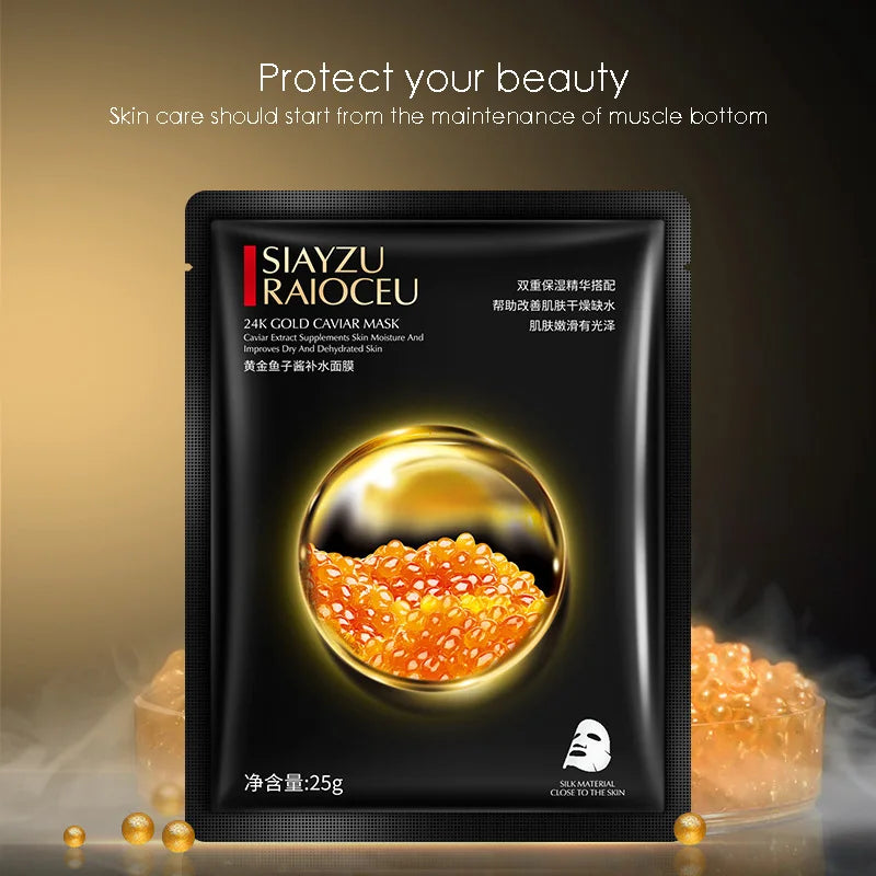 10pcs Golden Caviar Moisturizing Facial Masks Refreshing Oil Control Skincare Face Sheet Mask Sheets Masks for Face Skin Care-Health Wisdom™
