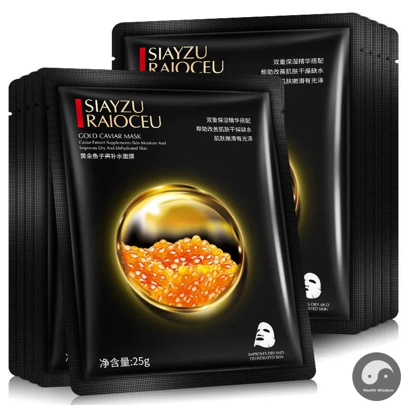 10pcs Golden Caviar Moisturizing Facial Masks Refreshing Oil Control Skincare Face Sheet Mask Sheets Masks for Face Skin Care-Health Wisdom™