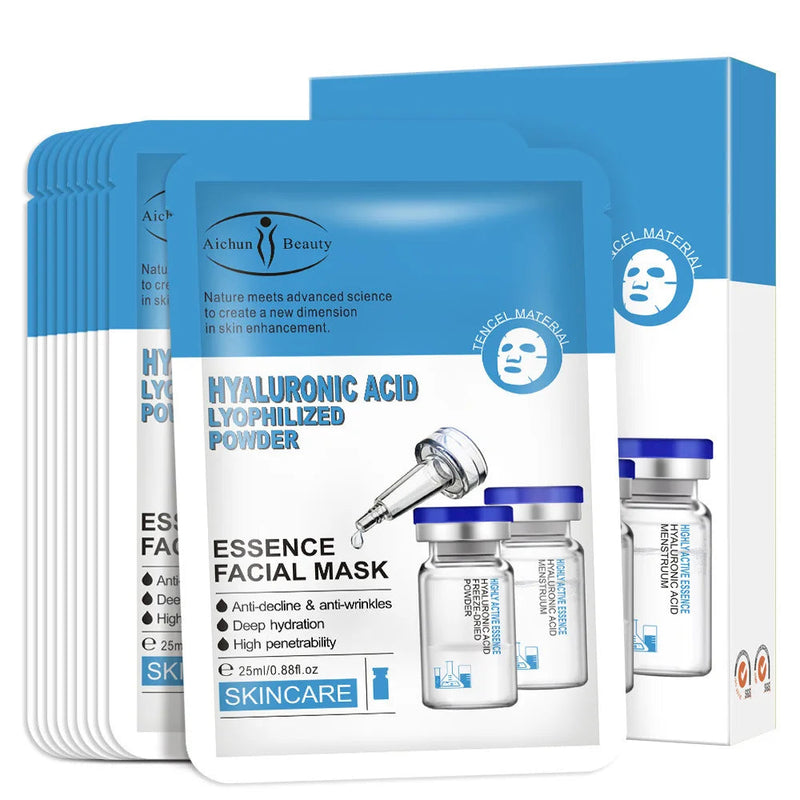 10pcs Hyaluronic Acid Collagen Facial Mask Skincare Face Masks Moisturizing Anti-aging Snail Face Mask Brighten Masks for Beauty-Health Wisdom™