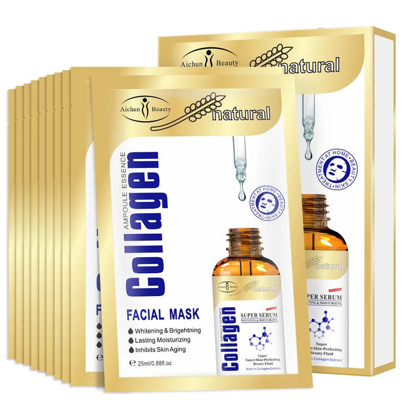 10pcs Hyaluronic Acid Collagen Facial Mask Skincare Face Masks Moisturizing Anti-aging Snail Face Mask Brighten Masks for Beauty-Health Wisdom™
