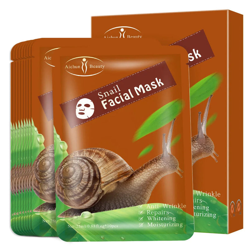 10pcs Hyaluronic Acid Collagen Facial Mask Skincare Face Masks Moisturizing Anti-aging Snail Face Mask Brighten Masks for Beauty-Health Wisdom™