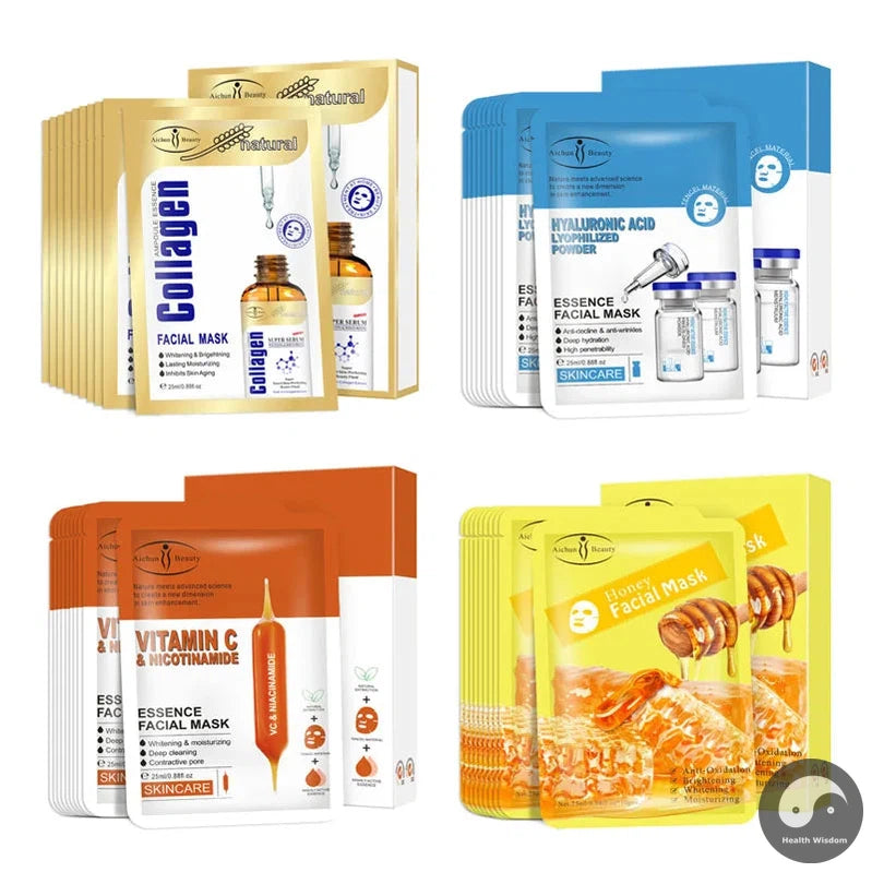 10pcs Hyaluronic Acid Collagen Facial Mask Skincare Face Masks Moisturizing Anti-aging Snail Face Mask Brighten Masks for Beauty-Health Wisdom™