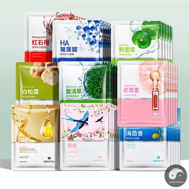 10pcs Hyaluronic Acid Facial Masks Whitening Anti Wrinkle Moisturizing skincare Face Mask Sheet Masks Skin Care Products-Health Wisdom™