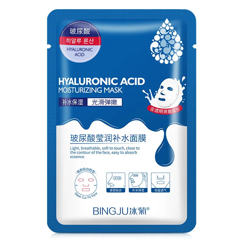 10pcs Hyaluronic Acid Hydrating Facial Mask Sheet Masks for Face Hydrating Shrinking Pores Moisturizing Face Masks Skin Care-Health Wisdom™