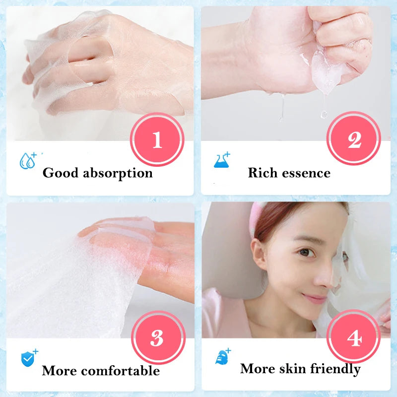 10pcs IMAGES Hyaluronic Acid Ice Face Masks Moisturizing Brighten Oil-control Beauty Face Mask Skincare Facial Mask Skin Care-Health Wisdom™