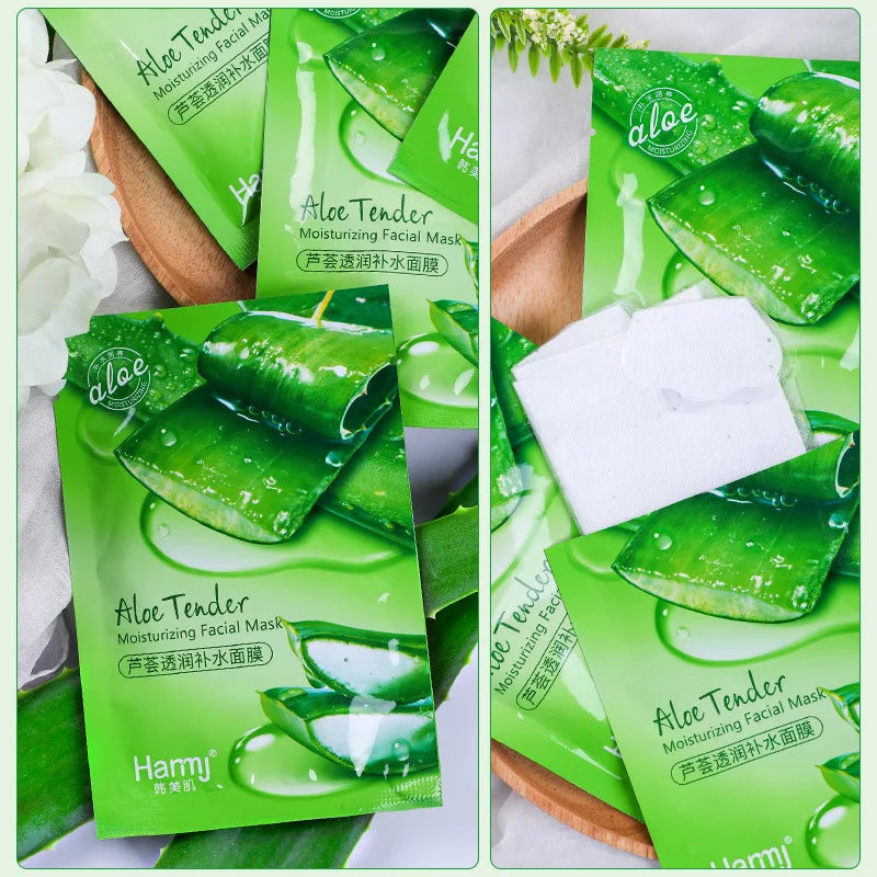 10pcs Natural Aloe Vera Face Masks Skin Care Moisturizing Brightening Korean Mask Face Lifting Visage Facial Mask for Beauty-Health Wisdom™