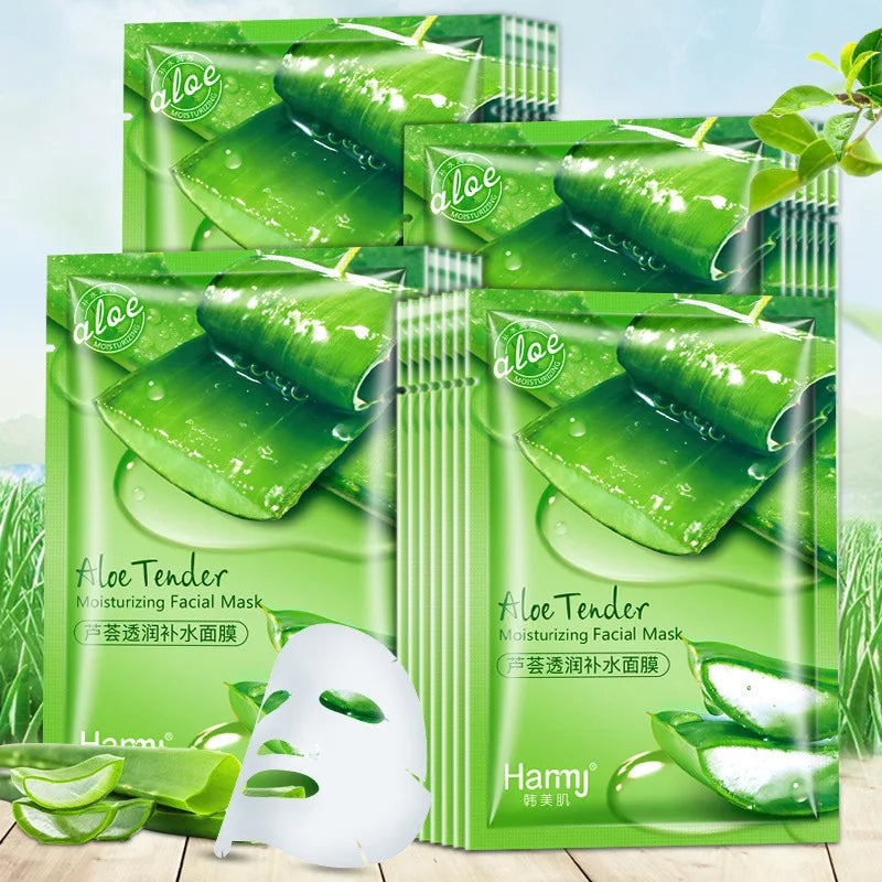 10pcs Natural Aloe Vera Face Masks Skin Care Moisturizing Brightening Korean Mask Face Lifting Visage Facial Mask for Beauty-Health Wisdom™