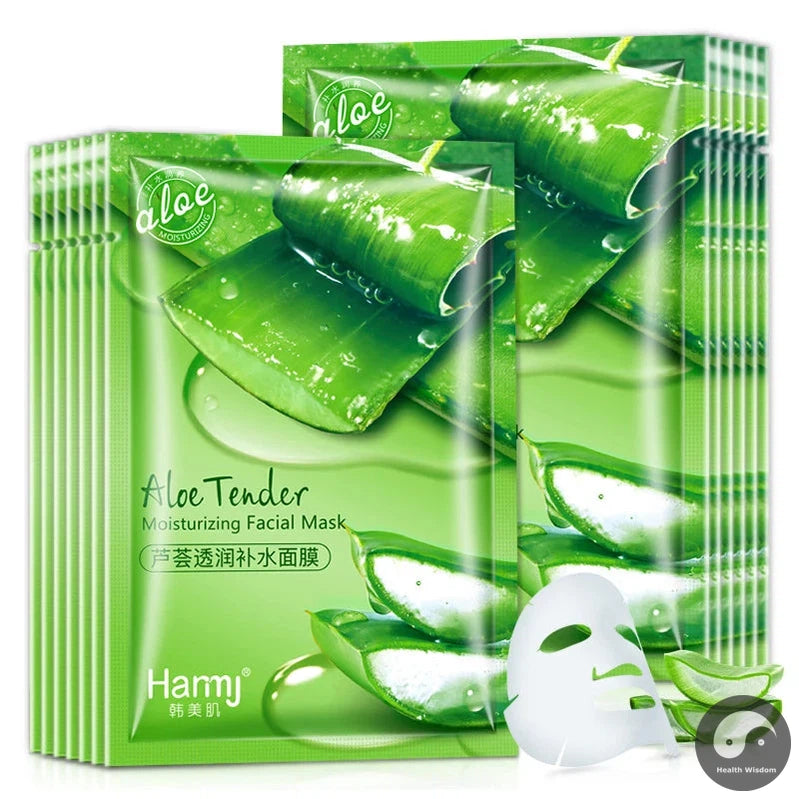 10pcs Natural Aloe Vera Face Masks Skin Care Moisturizing Brightening Korean Mask Face Lifting Visage Facial Mask for Beauty-Health Wisdom™