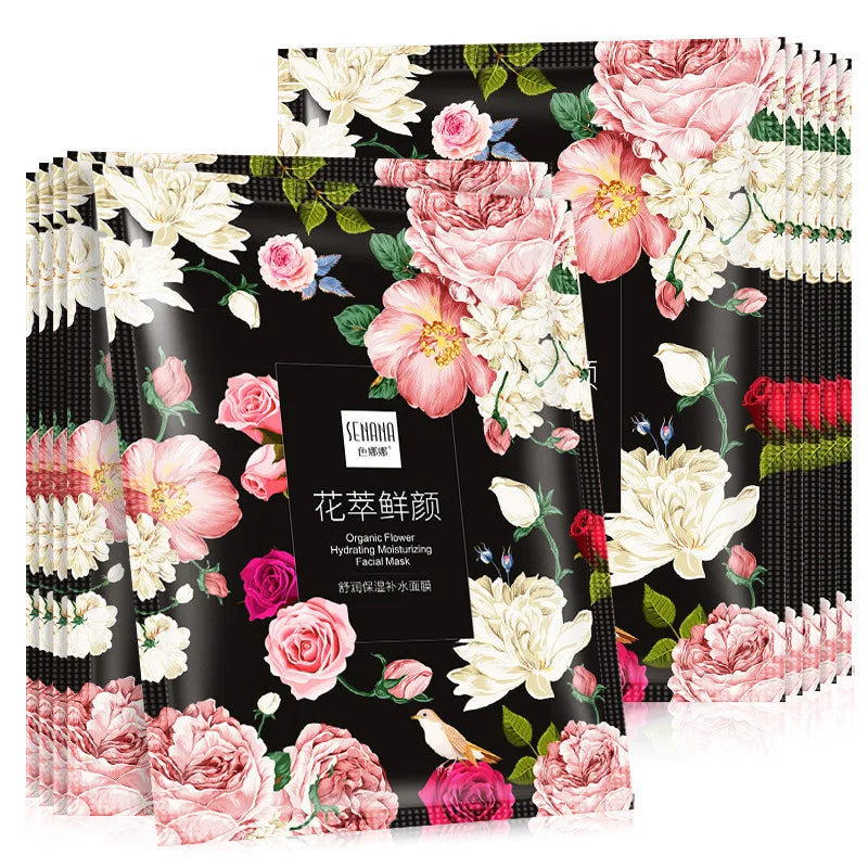 10pcs Natural Flowers Moisturizing Face Masks for Women Face Skin Brighten Hydrating Oil Control Rose Facial Mask Skin Care-Health Wisdom™
