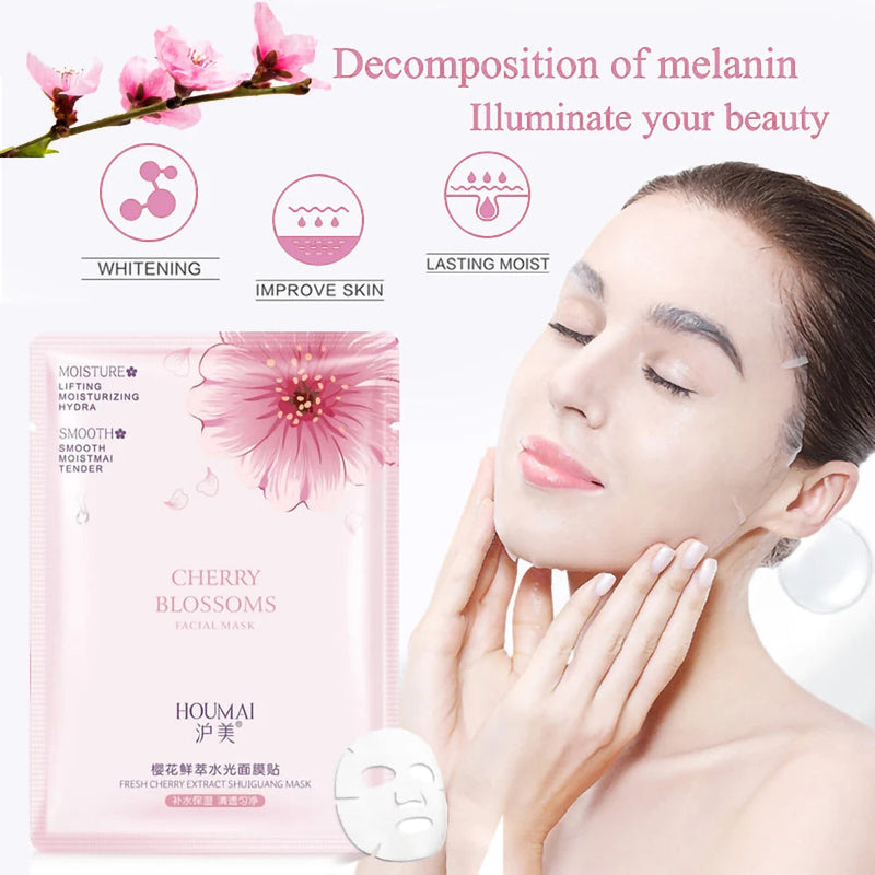 10pcs Sakura Extract Face Mask Moisturizing Oil Control Brightening Skincare Sheet Masks Facial Mask for Beauty Skin Care-Health Wisdom™