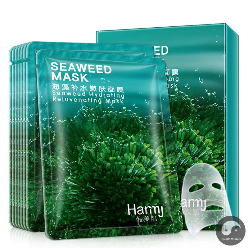 10pcs Seaweed Face Masks 10 Pieces Box Water Replenishment Hyaluronic Acid Moisturizing Facial Mask Skin Care Products Cosmetics-Health Wisdom™
