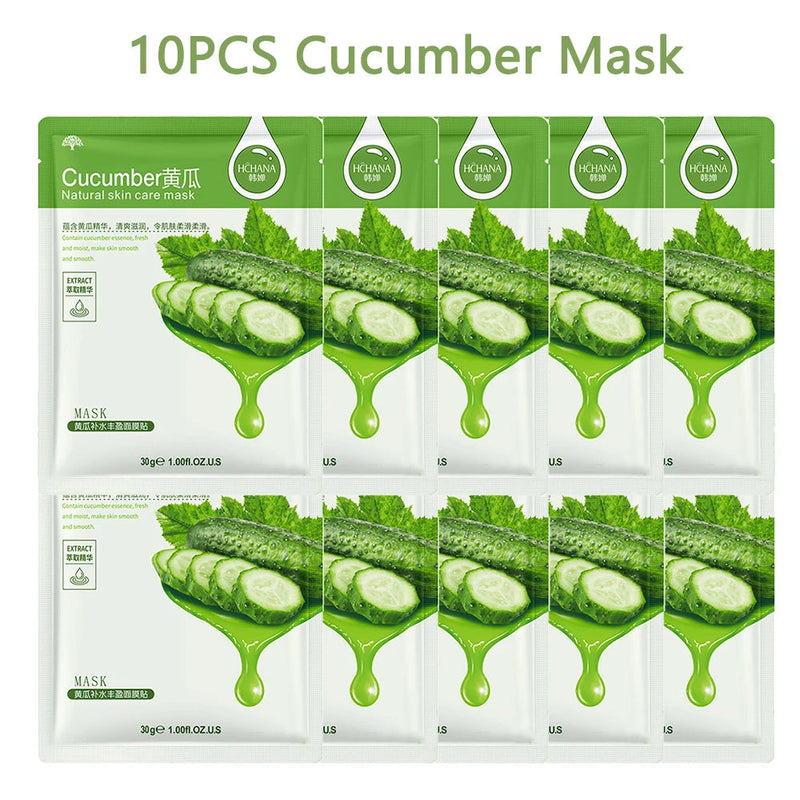 10pcs Sheet Mask Skin Care Plant Facial Mask Moisturizing Oil Control Face Care Masks Shrink Pores Beauty Health Face Patches-Health Wisdom™