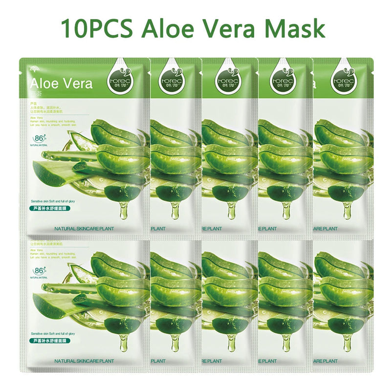 10pcs Sheet Mask Skin Care Plant Facial Mask Moisturizing Oil Control Face Care Masks Shrink Pores Beauty Health Face Patches-Health Wisdom™