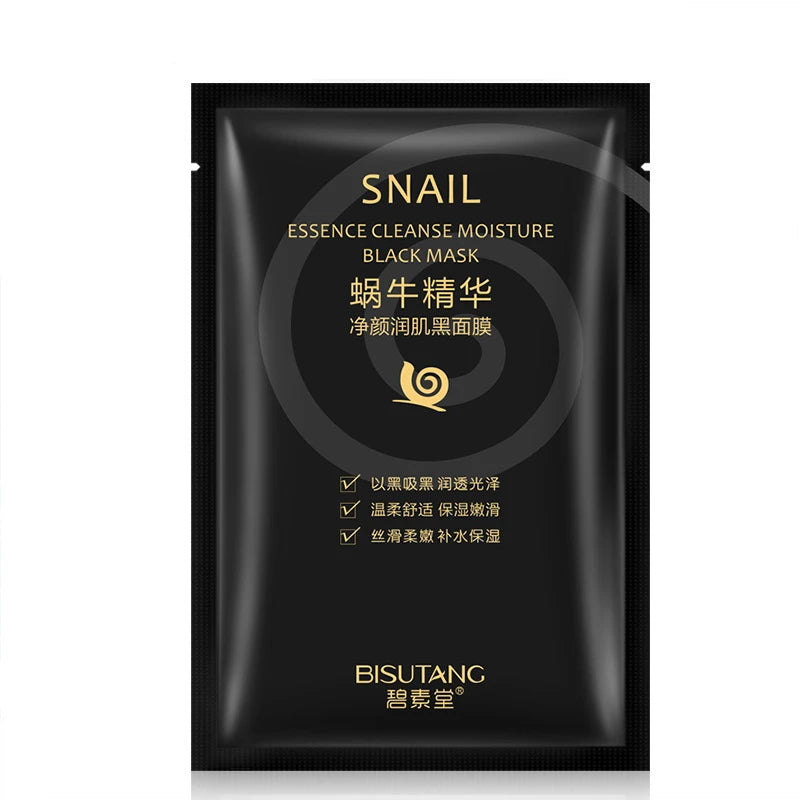 10pcs Snail Essence Black Facial Masks Face Sheet Mask Skincare Moisturizing Cleaning Pore Oil Control Skin Care Face Masks-Health Wisdom™