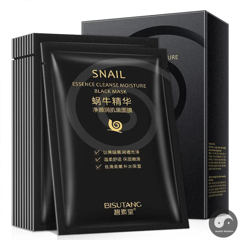 10pcs Snail Essence Black Facial Masks Face Sheet Mask Skincare Moisturizing Cleaning Pore Oil Control Skin Care Face Masks-Health Wisdom™