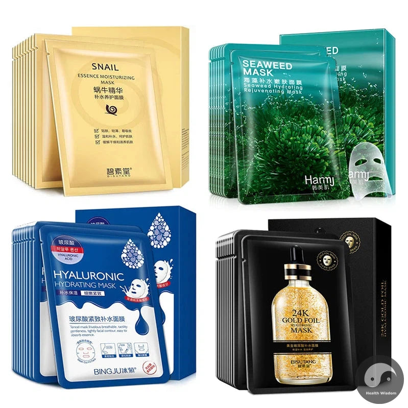 10pcs Snail Hyaluronic Acid Face Masks Korean Skincare Face Sheet Mask Moisturizing Facial Masks Korean Skin Care Products-Health Wisdom™