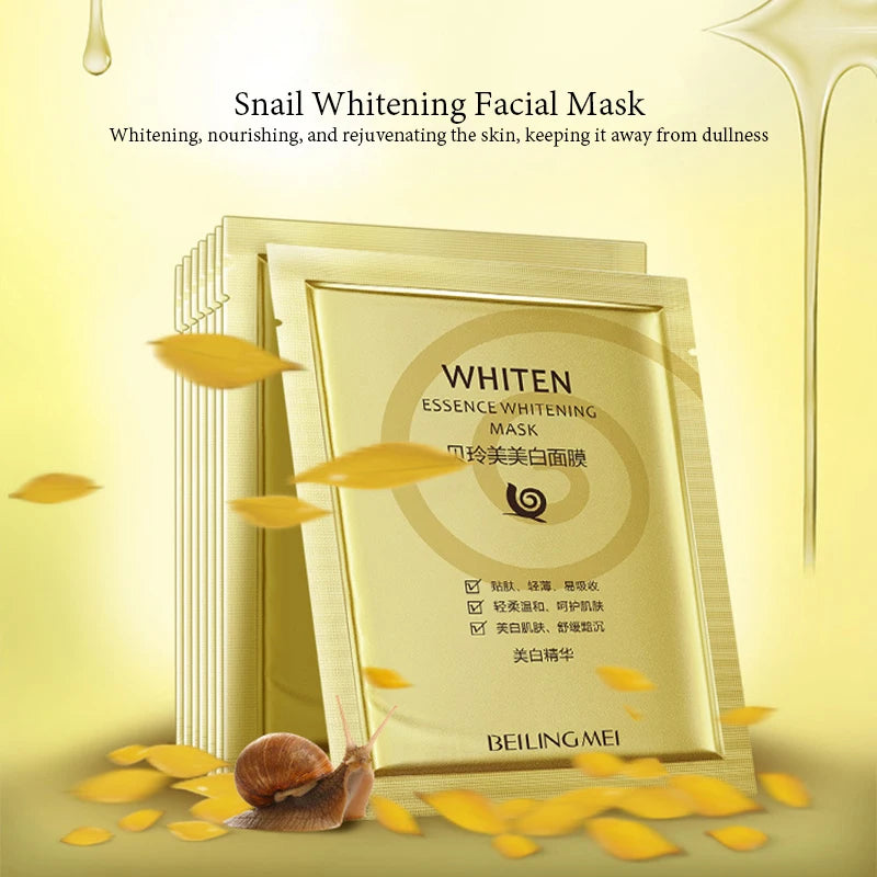 10pcs Snail Whitening Facial Masks Anti-wrinkle Anti-aging Brightening Moisturizing skincare Face Mask for Beauty Skin Care-Health Wisdom™