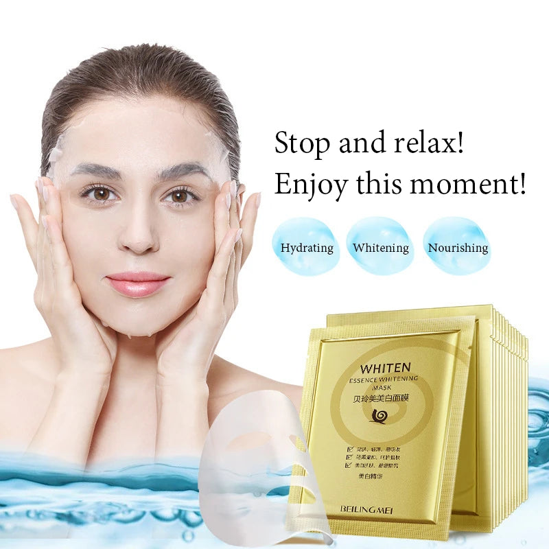10pcs Snail Whitening Facial Masks Anti-wrinkle Anti-aging Brightening Moisturizing skincare Face Mask for Beauty Skin Care-Health Wisdom™