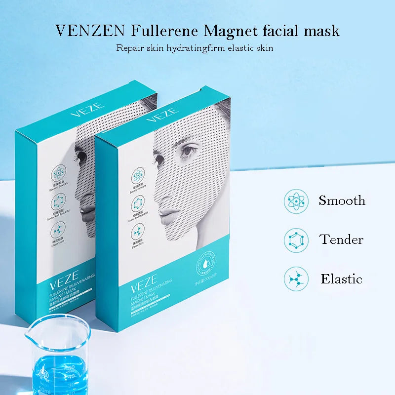 10pcs VENZEN Fullerene Magnet Face Mask Facial Skin Care Moisturizing Brightens Skin Refreshing Magnetic Facial Masks for Face-Health Wisdom™