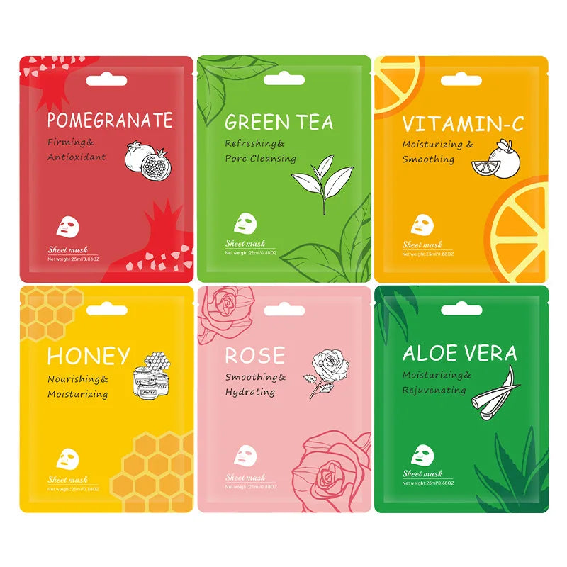 10pcs Vitamin C Facial Masks Beauty Faec Moisturizing Firming Anti-aging skincare Rose Honey Aloe Face Mask Skin Care Products-Health Wisdom™