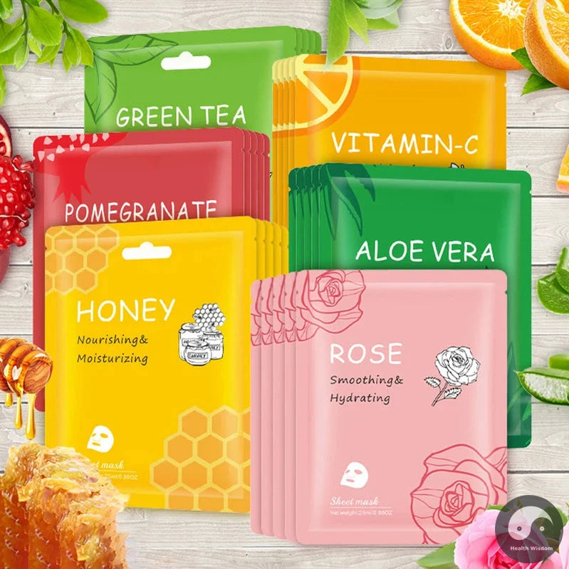 10pcs Vitamin C Facial Masks Beauty Faec Moisturizing Firming Anti-aging skincare Rose Honey Aloe Face Mask Skin Care Products-Health Wisdom™