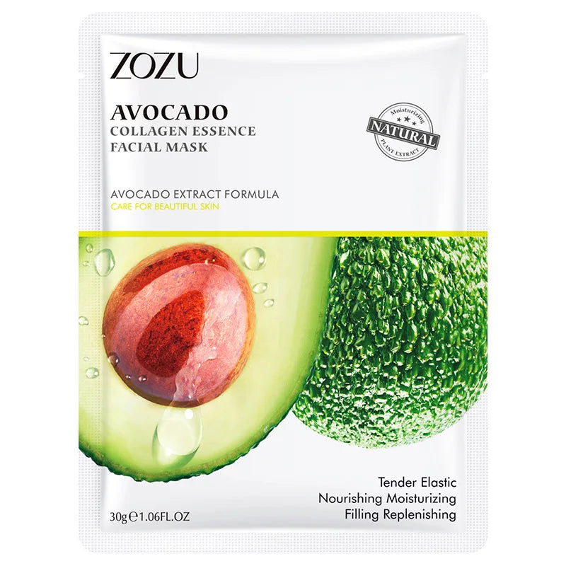 12 Pieces Collagen Facail Mask Avocado Moisturizing Anti-wrinkle Delay Aging and Whitening Mask Sheet Skin Care-Health Wisdom™