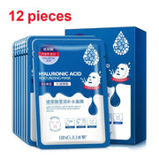 12 Pieces Hyaluronic Acid Facial Mask Sheet Pores Moisturizing Oil-Control Anti-Aging Replenishment Whitening Aloe Face Care-Health Wisdom™