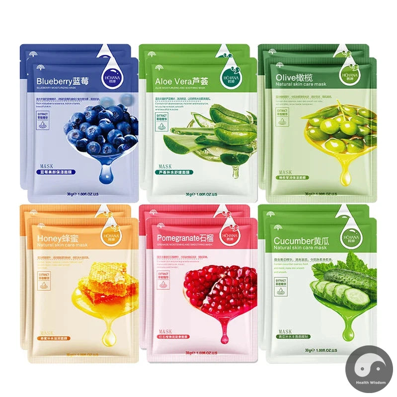 12pcs Fresh Frutis Face Mask skincare Moisturizing Nourishing Anti-aging Facial Masks Face Sheet Mask Korean Skin Care Products-Health Wisdom™