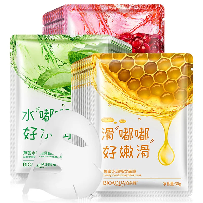 15Pcs BIOAQUA Fresh Fruit Face Mask Snail Hyaluronic Acid Hydrating Anti-aging Skincare Sheet Masks Facial Mask Korean Cosmetics-Health Wisdom™
