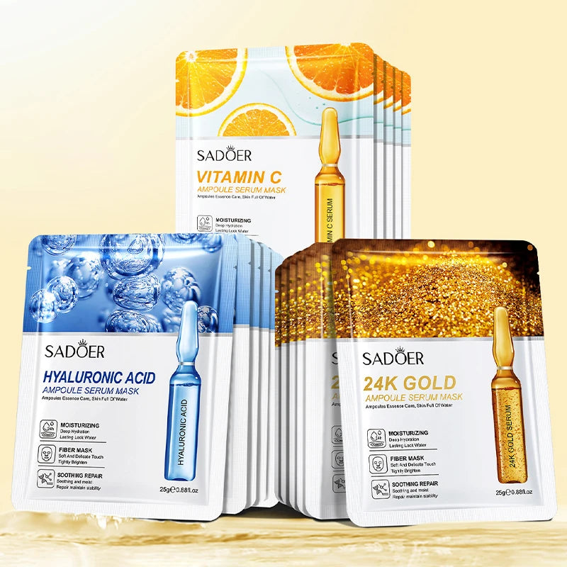 15pcs 24K Gold Hyaluronic Acid Face Mask Facial Firming Moisturizing Anti Wrinkle Whitening Facial Masks Skin Care Products-Health Wisdom™
