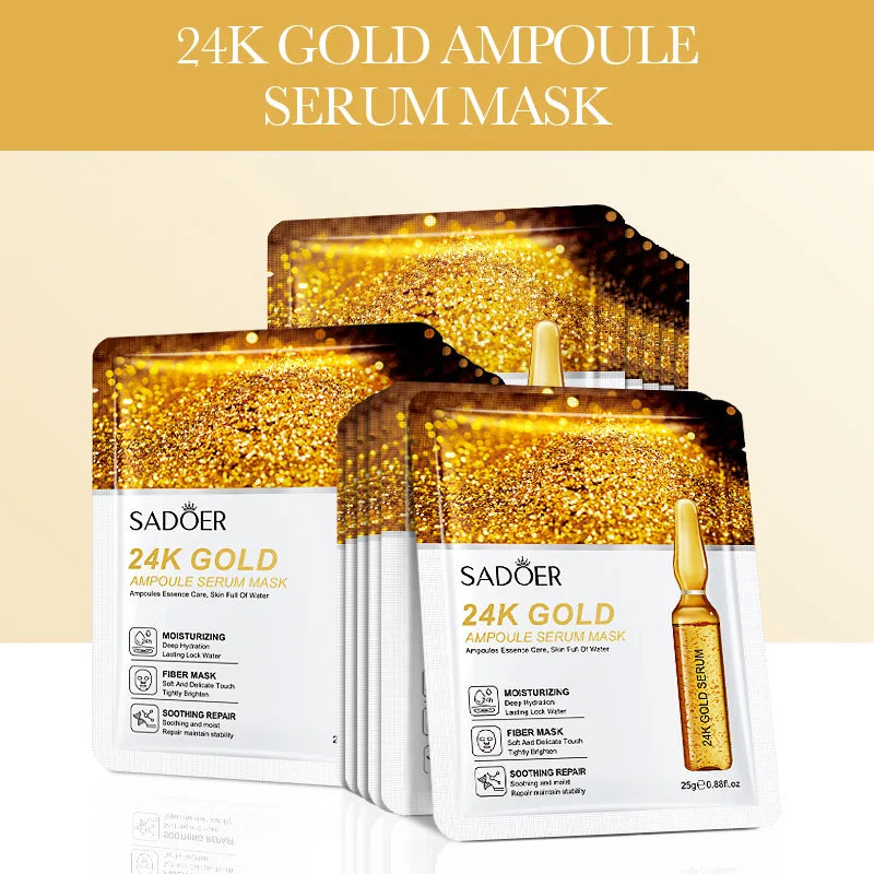15pcs 24K Gold Hyaluronic Acid Face Mask Facial Firming Moisturizing Anti Wrinkle Whitening Facial Masks Skin Care Products-Health Wisdom™