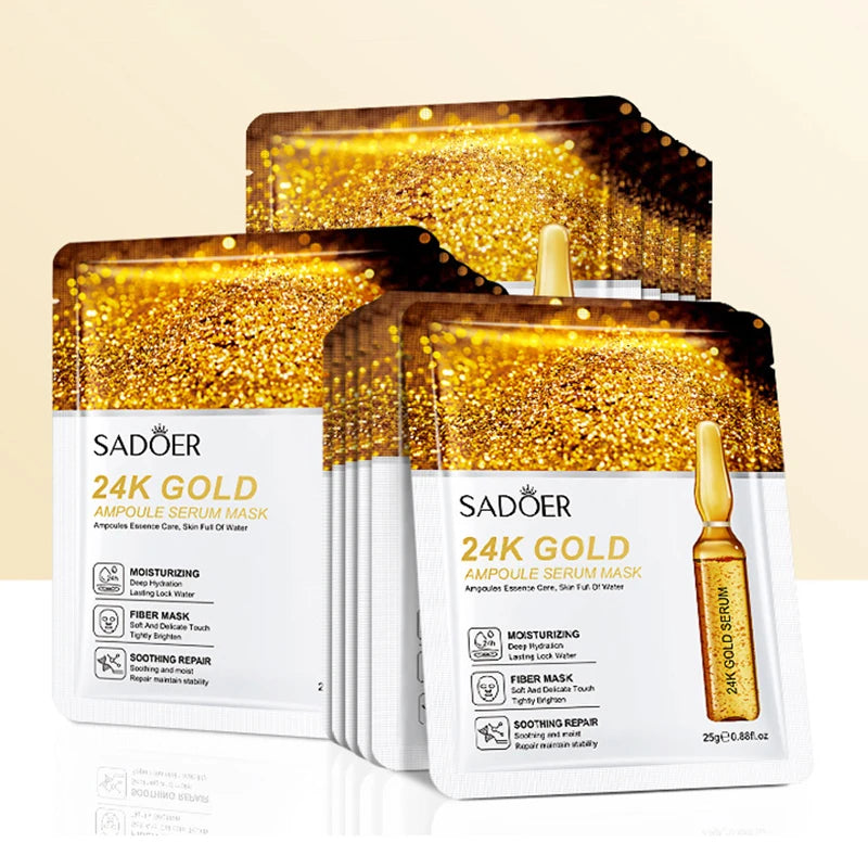 15pcs 24K Gold Hyaluronic Acid Face Mask Facial Firming Moisturizing Anti Wrinkle Whitening Facial Masks Skin Care Products-Health Wisdom™