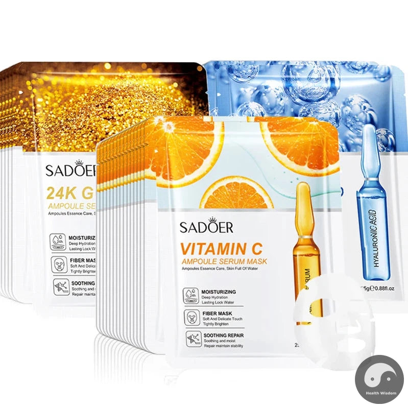 15pcs 24K Gold Hyaluronic Acid Face Mask Facial Firming Moisturizing Anti Wrinkle Whitening Facial Masks Skin Care Products-Health Wisdom™